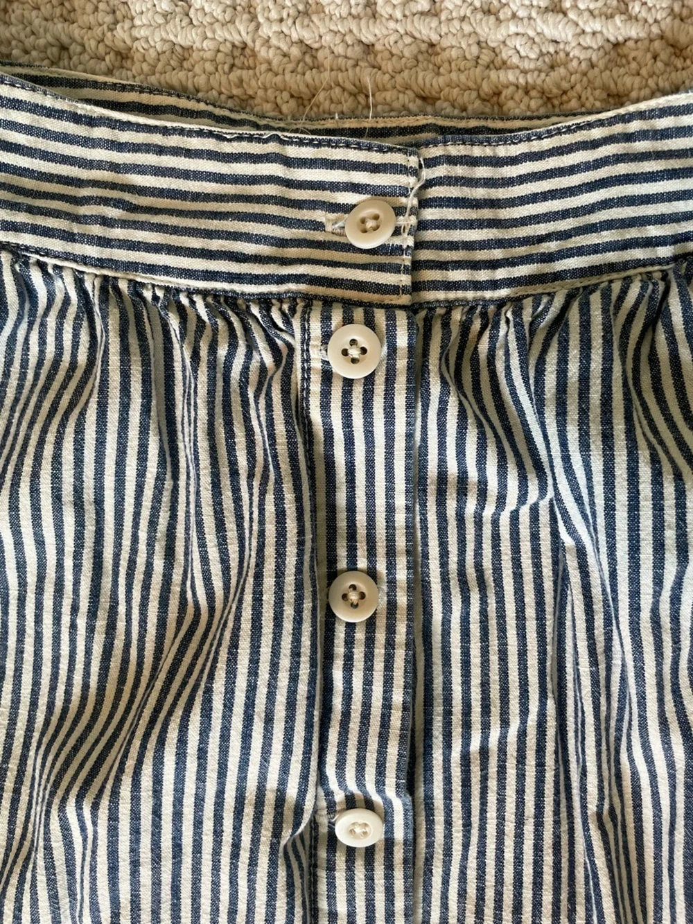 Madewell Navy and White Stripe Button-Front Midi Skirt - size 2